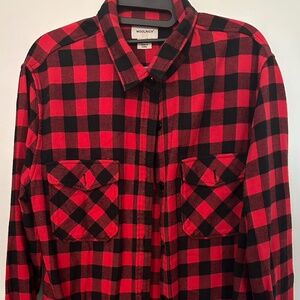 Woolrich Womens Large Black Red Buffalo Check Flannel - Gently Used